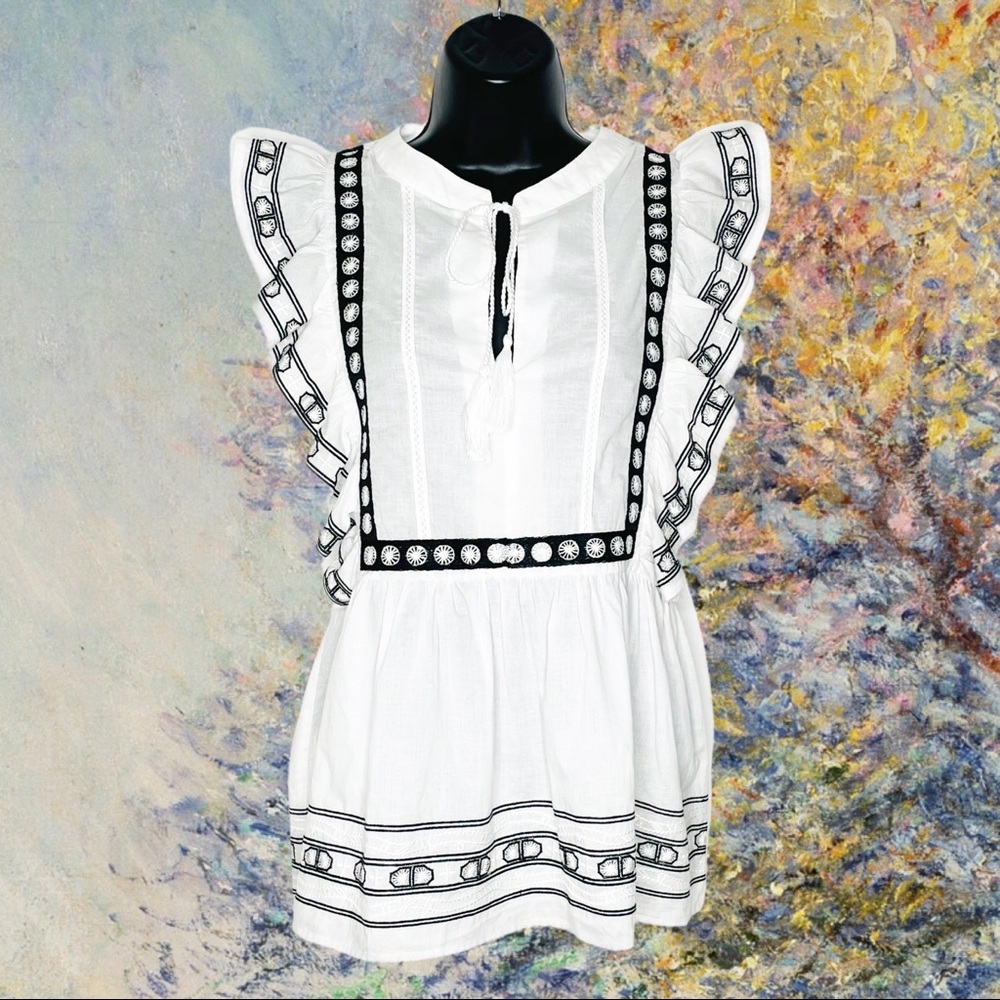 SUGAR + LIPS embroidered butterfly sleeve top | S